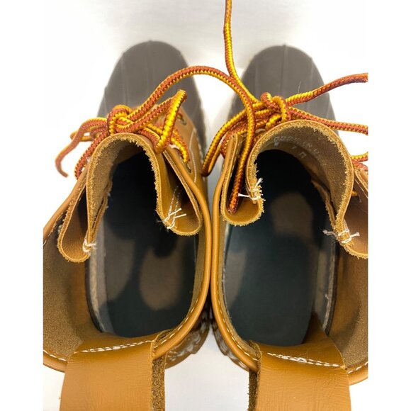 L.L. Bean 6" Duck Leather Rubber Boot Bean Boot Brown Tan Women's Size 7M - Picture 8 of 11